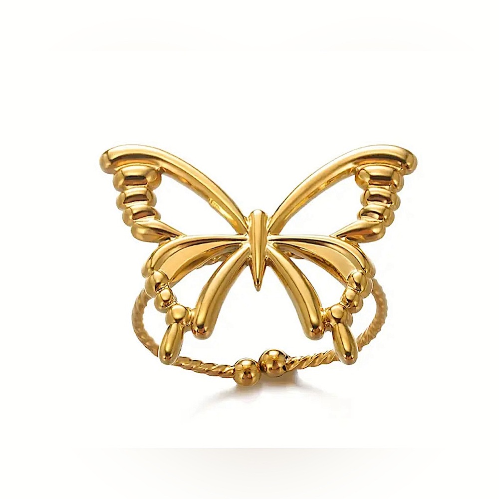 18k Gold plated Stainless Steel butterfly ring